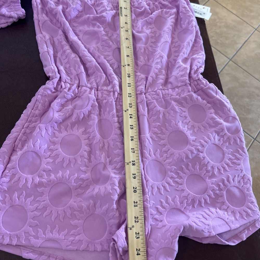 Roxy NEW LARGE Strapless Terry Large Romper Pink Lilac Beach Cover Up One Piece - Picture 9 of 16